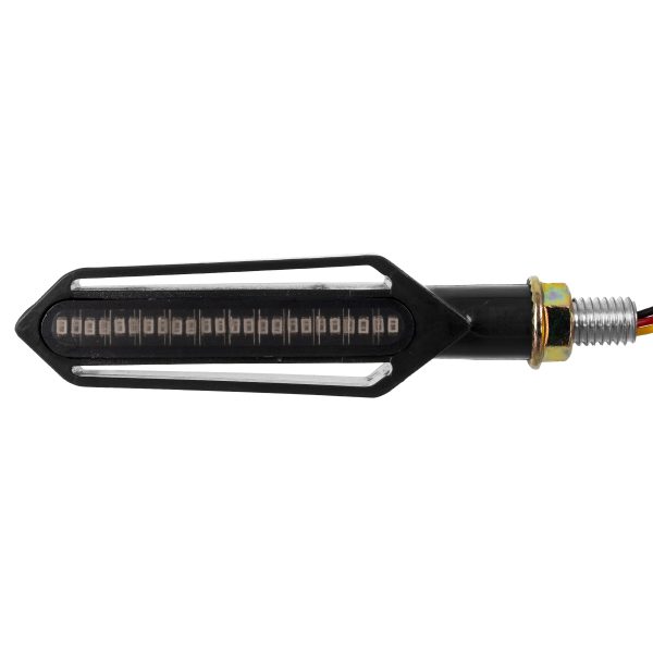 81756 ΣΕΤ 2 x Φλάς Μοτοσυκλέτας Universal Knife LED SMD 5050 5W DC 12V 2 Λειτουργιών Κόκκινο για Πορείας-Stop & με Τρεχούμενο Εφέ Φωτισμού Πορτοκαλί για Φλας Αδιάβροχα IP65 - Image 2