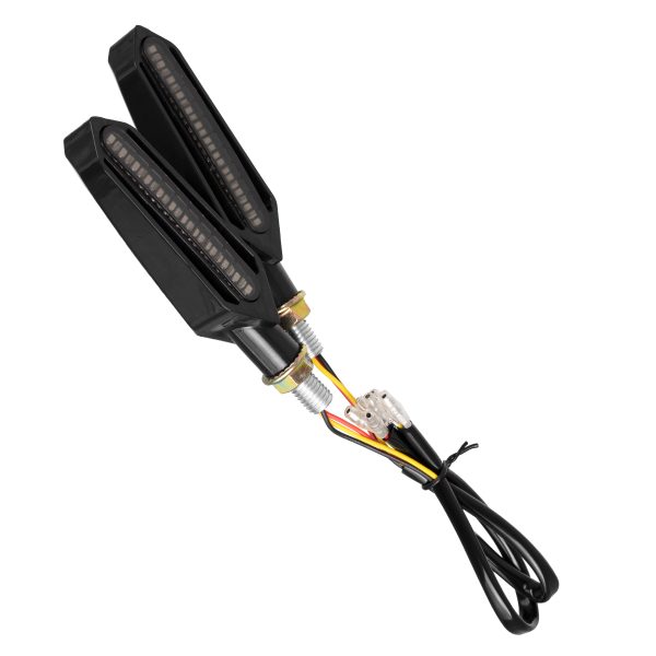 81756 ΣΕΤ 2 x Φλάς Μοτοσυκλέτας Universal Knife LED SMD 5050 5W DC 12V 2 Λειτουργιών Κόκκινο για Πορείας-Stop & με Τρεχούμενο Εφέ Φωτισμού Πορτοκαλί για Φλας Αδιάβροχα IP65 - Image 5