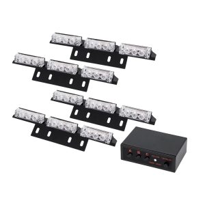 85017 PRO Series ΣΕΤ 4 x 3 Μπάρες Σήμανσης Οχήματος Οδικής Βοήθειας για Αυτοκίνητα & Φορτηγά 3 Προγραμμάτων Φωτισμού STROBE LED HIGH POWER 36W DC 10-30V Αδιάβροχο IP65 Κόκκινο & Μπλε-  Μ18 x Π4.5 x Υ3cm – 2 Χρόνια Εγγύηση