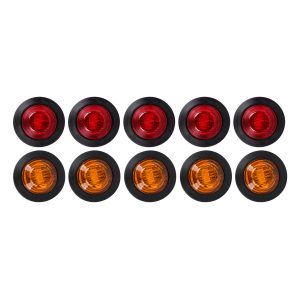 85308 Πακέτο 10 Τεμάχια Φώτα Όγκου για Φορτηγά BULLET PIN LED SMD 5730 1W / Τεμ. 100lm DC 24V Αδιάβροχα IP65 5x Κόκκινα – 5x Πορτοκαλί