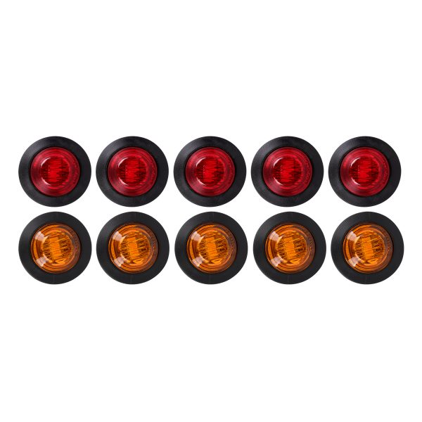 85308 Πακέτο 10 Τεμάχια Φώτα Όγκου για Φορτηγά BULLET PIN LED SMD 5730 1W / Τεμ. 100lm DC 24V Αδιάβροχα IP65 5x Κόκκινα - 5x Πορτοκαλί - Image 2