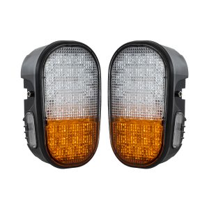 85455 E57 Mark Σετ 2 x Φανάρια για TOYOTA & UNIVERSAL FORKLIFT Βασικού Φωτισμού για Οχήματα Περονοφόρα – Κλάρκ με Φλας LED 40W DC 10-80V Αδιάβροχα IP6K9K Πορτοκαλί & Ψυχρό Λευκό 6000K  Μ20 x Π8 x Υ12cm
