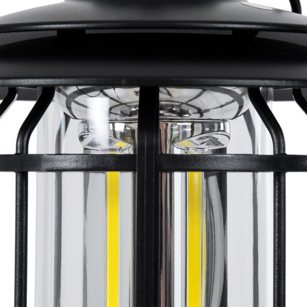 85692 Αυτόνομο Επαναφορτιζόμενο Φανάρι Camping LED 5W USB 2.0 με Επαναφορτιζόμενη Μπαταρία 1 x 18650 2000mAh Li-ion - IP20 - Dimmable - Μαύρο με Διάφανο Γυαλί - Θερμό Λευκό 3000K Φ12 x Υ17cm - Image 4