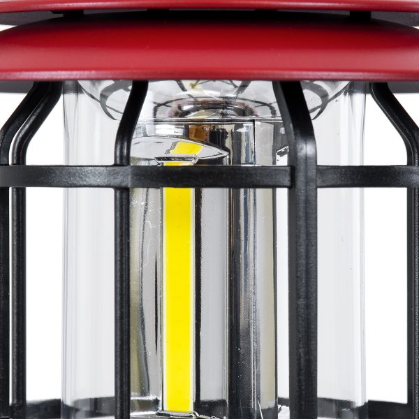 85694 Αυτόνομο Επαναφορτιζόμενο Φανάρι Camping LED 5W USB 2.0 με Επαναφορτιζόμενη Μπαταρία 1 x 18650 2000mAh Li-ion - IP20 - Dimmable - Κόκκινο με Διάφανο Γυαλί - Θερμό Λευκό 3000K Φ12 x Υ17cm - Image 4