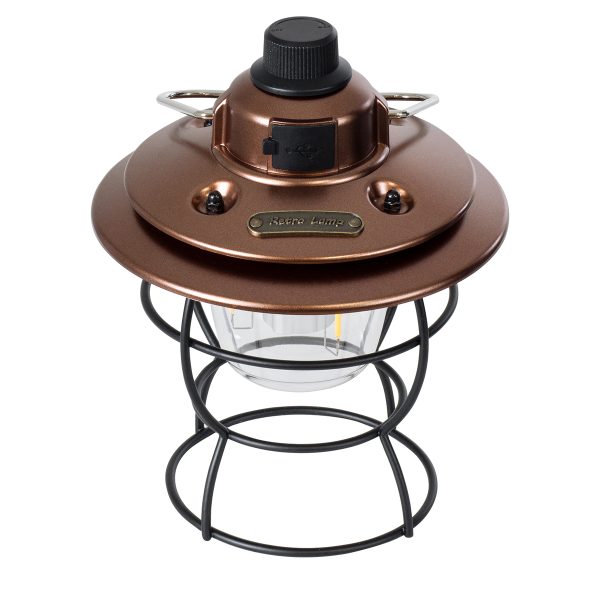 85697 Αυτόνομο Φανάρι Camping LED 4W USB 2.0 με Επαναφορτιζόμενη Μπαταρία 1 x 18650 2000mAh Li-ion Power Bank IP20 Dimmable Καφέ με Διάφανο Γυαλί CCT Εναλλαγή Φωτισμού μέσω On/Off All In One Ψυχρό 6000K+Φυσικό 4500K+Θερμό 2700K Φ13.5 x Υ17.5cm - Image 2