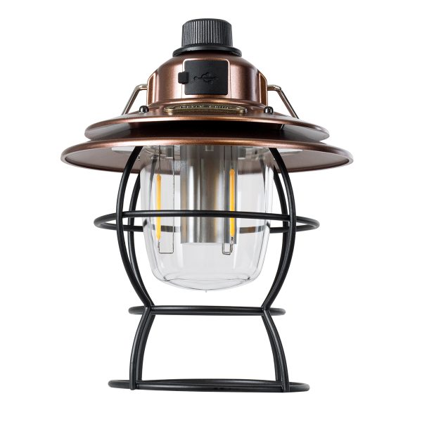 85697 Αυτόνομο Φανάρι Camping LED 4W USB 2.0 με Επαναφορτιζόμενη Μπαταρία 1 x 18650 2000mAh Li-ion Power Bank IP20 Dimmable Καφέ με Διάφανο Γυαλί CCT Εναλλαγή Φωτισμού μέσω On/Off All In One Ψυχρό 6000K+Φυσικό 4500K+Θερμό 2700K Φ13.5 x Υ17.5cm - Image 3
