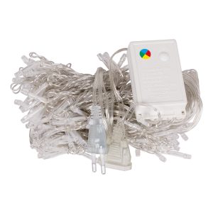 85802 Διακοσμητική Κουρτίνα 3 x 2 Μέτρα με Controller 8 Προγραμμάτων Φωτισμού – Επεκτεινόμενη 240 LED 6W AC 230V με Διάφανο Καλώδιο & EU Πρίζα IP20 Πολύχρωμο RGB Μ3 x Υ2m