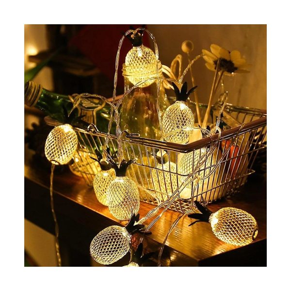 85806 Διακοσμητική Γιρλάντα Pineapple Lamp 2 Μέτρα με Διακόπτη On/Off - 10 LED 1W με Μπαταρίες 2xAA & Διάφανο Καλώδιο IP44 Θερμό Λευκό 3000K Μ2m - Image 4