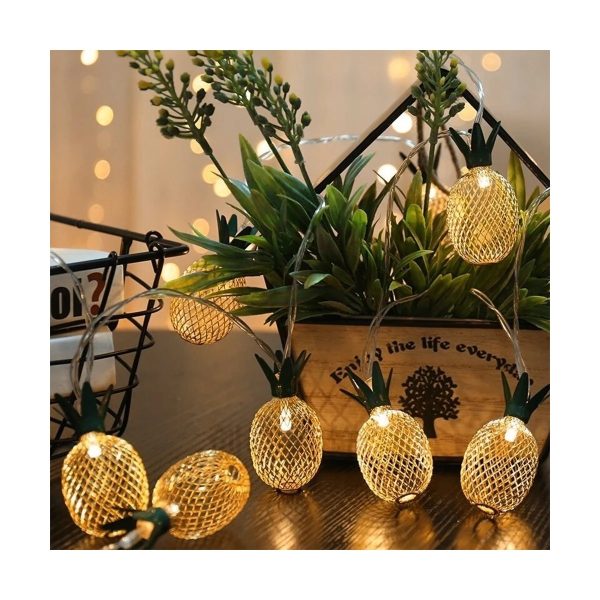 85806 Διακοσμητική Γιρλάντα Pineapple Lamp 2 Μέτρα με Διακόπτη On/Off - 10 LED 1W με Μπαταρίες 2xAA & Διάφανο Καλώδιο IP44 Θερμό Λευκό 3000K Μ2m - Image 5