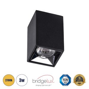 LUMINAR 60321 Downlight Σποτ LED 3W 405lm 36° AC 220-240V IP20 Θερμό Λευκό 2700K – Bridgelux COB Chip & TÜV SÜD Driver – Μαύρο Ματ – Μ4.2 x Π4.2 x Υ6.6cm – 5 Χρόνια Εγγύηση