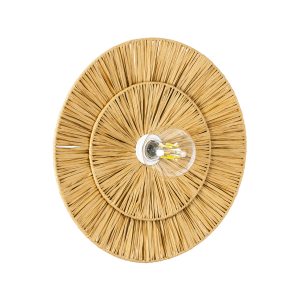 COLOMBO 02284 Boho Επιτοίχιο Φωτιστικό Απλίκα Μονόφωτο 1 x E27 IP20 Μπεζ Raffia – Μ40 x Π40 x Υ9cm