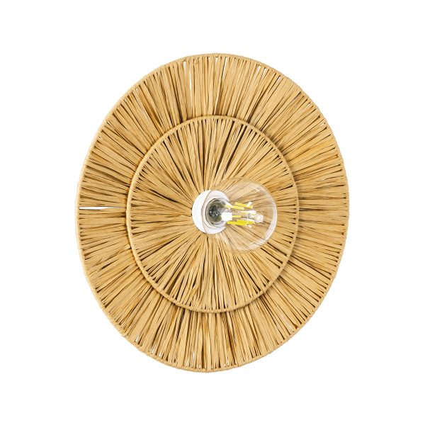 COLOMBO 02284 Boho Επιτοίχιο Φωτιστικό Απλίκα Μονόφωτο 1 x E27 IP20 Μπεζ Raffia - Μ40 x Π40 x Υ9cm