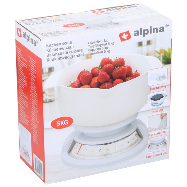 Ζυγαριά Κουζίνας 5kg Λευκή ALPINA - Image 3