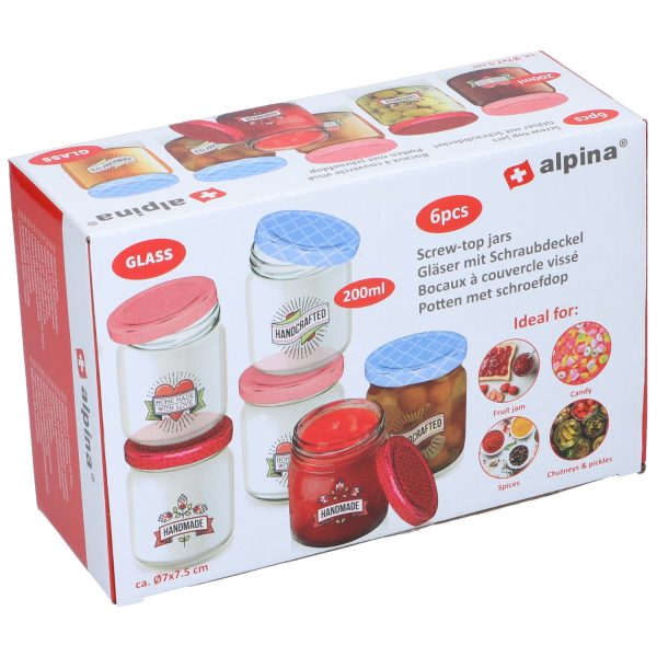 Βάζα με Βιδωτό Καπάκι 200ml 6Τμχ 6 Σχέδια ALPINA - Image 3