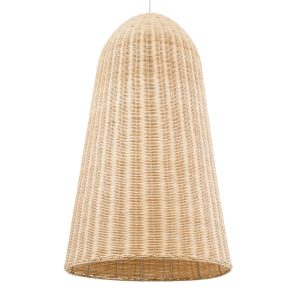 FAROL 01746 Boho Κρεμαστό Φωτιστικό Καμπάνα Μονόφωτο 1 x E27 IP20 Μπεζ Ξύλο – Μ60 x Π60 x Y100cm