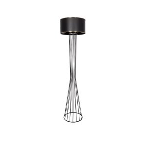 NOVA 201-0037 Μοντέρνο Επιδαπέδιο Φωτιστικό 1 x E27 IP20 Μαύρο Μεταλλό με Μαύρο Ύφασμα – Μ36 x Π36 x Υ148cm