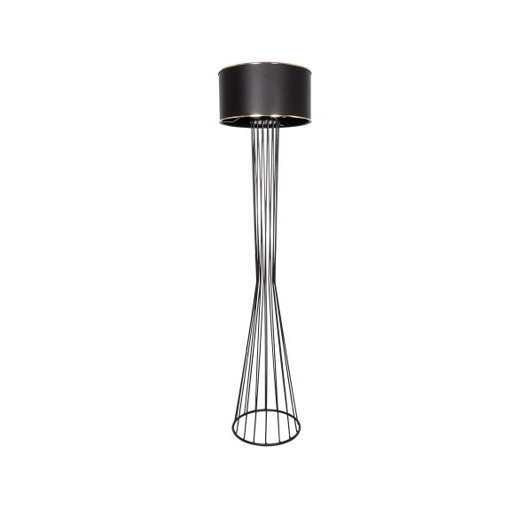 NOVA 201-0037 Μοντέρνο Επιδαπέδιο Φωτιστικό 1 x E27 IP20 Μαύρο Μεταλλό με Μαύρο Ύφασμα - Μ36 x Π36 x Υ148cm