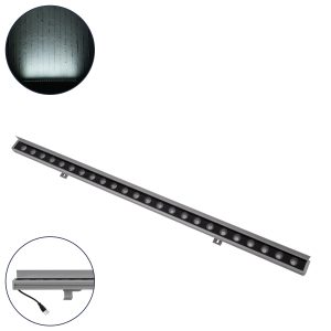 WASHER-FAIA 90188 Μπάρα Φωτισμού Wall Washer με Αντιθαμβωτική Γρίλια LED 24W 2400lm 15° DC 24V Αδιάβροχο IP65 Ψυχρό Λευκό 6000K Dimmable – Ασημί – Μ100 x Π4 x Υ5.5cm – 3 Χρόνια Εγγύηση
