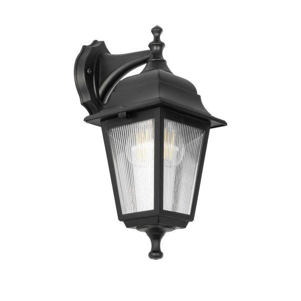 SOLME 203-0211 Vintage Επιτοίχιο Φωτιστικό Φαναράκι Μονόφωτο 1 x E27 IP44 Μαύρο Πλαστικό - Μ19 x Π15 x Υ35cm