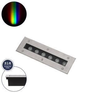 UNDERGROUND-REMVI 90191 Χωνευτή Μπάρα Φωτισμού Wall Washer LED 9W 765lm 10° DC 24V Αδιάβροχο IP68 RGBW Dimmable DMX512 – Ανοξείδωτο Ατσάλι 304 – Μ30 x Π9 x Υ8.5cm / Μ28.5 x Π7.5cm – 3 Χρόνια Εγγύηση