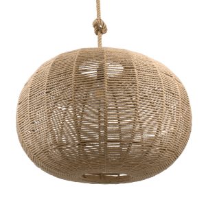 MANDALA 00732 Boho Κρεμαστό Φωτιστικό Πλέγμα Μονόφωτο 1 x E27 IP20 Μπεζ Σχοινί – Μ80 x Π80 x Υ60cm