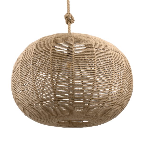 MANDALA 00732 Boho Κρεμαστό Φωτιστικό Πλέγμα Μονόφωτο 1 x E27 IP20 Μπεζ Σχοινί - Μ80 x Π80 x Υ60cm