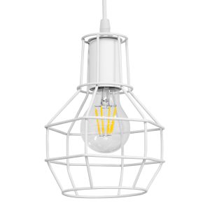 CAGE 00867 Vintage Κρεμαστό Φωτιστικό Πλέγμα Μονόφωτο 1 x E27 IP20 Λευκό Μέταλλο – Μ15 x Π15 x Υ22cm