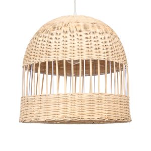 LUCIA 01725 Boho Κρεμαστό Φωτιστικό Πλέγμα Μονόφωτο 1 x E27 IP20 Μπεζ Ξύλο – Μ40 x Π40 x Y34cm