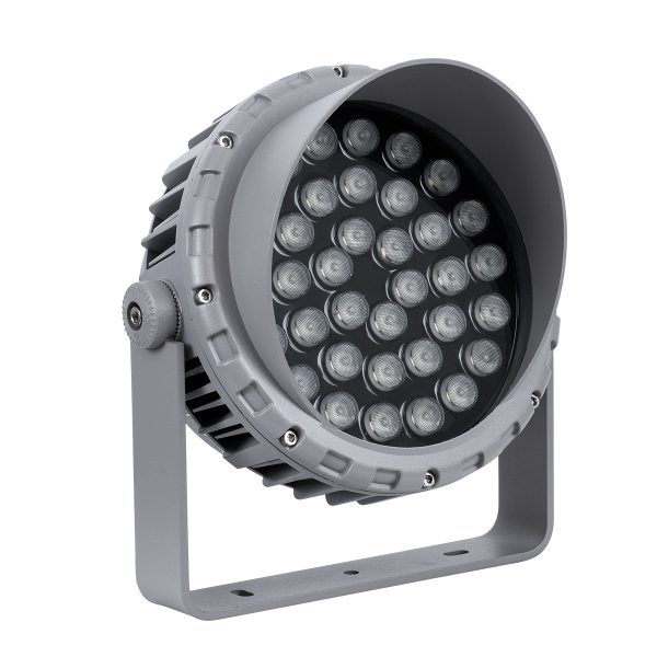 FLOOD-MENA 90645 Προβολέας Σποτ Wall Washer με Αντιθαμβωτική Γρίλια LED 36W 3240lm 30° AC 220-240V Αδιάβροχο IP65 Θερμό Λευκό 3000K - Ασημί - Μ23 x Π23 x Υ18cm - 3 Χρόνια Εγγύηση - Image 2