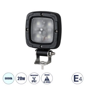 85427 E4 Mark Vehicle & Forklift Work Lights – Φώτα Εργασίας για Οχήματα Περονοφόρα – Κλάρκ LED 20W DC 10-30V Αδιάβροχο IP67 Ψυχρό Λευκό 6000K Μ14 x Π9.5 x Υ3cm