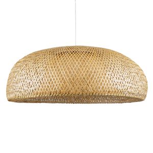 SAN TROPEZ 00673 Boho Κρεμαστό Φωτιστικό Πλέγμα Μονόφωτο 1 x E27 IP20 Μπεζ Ξύλο – Μ100 x Π100 x Y35cm