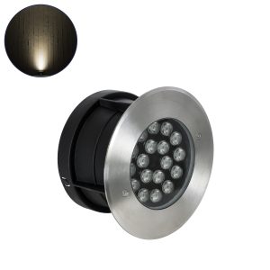 UNDERGROUND-SINA 90571 Χωνευτό Φωτιστικό Σποτ Δαπέδου LED 18W 1620lm 15° DC 24V Αδιάβροχο IP68 Φ20 x Υ11cm Θερμό Λευκό 2700K – Ανοξείδωτο Ατσάλι – 3 Χρόνια Εγγύηση