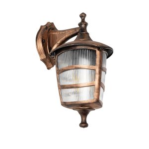ZARDIN 203-0226 Vintage Επιτοίχιο Φωτιστικό Φαναράκι Μονόφωτο 1 x E27 IP44 Χάλκινο Πλαστικό – Μ22 x Π17 x Υ27cm