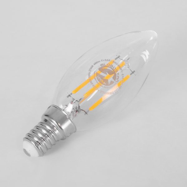 99001 Λάμπα LED Long Filament E14 C35 Κεράκι 4W 400lm 360° AC 220-240V IP20 Φ3.5 x Υ10.5cm Θερμό Λευκό 2700K με Διάφανο Γυαλί Dimmable - 3 Χρόνια Εγγύηση - Image 3