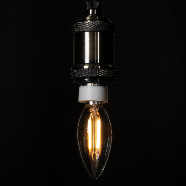 99001 Λάμπα LED Long Filament E14 C35 Κεράκι 4W 400lm 360° AC 220-240V IP20 Φ3.5 x Υ10.5cm Θερμό Λευκό 2700K με Διάφανο Γυαλί Dimmable - 3 Χρόνια Εγγύηση - Image 4