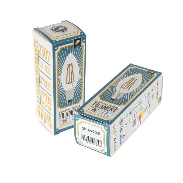 99001 Λάμπα LED Long Filament E14 C35 Κεράκι 4W 400lm 360° AC 220-240V IP20 Φ3.5 x Υ10.5cm Θερμό Λευκό 2700K με Διάφανο Γυαλί Dimmable - 3 Χρόνια Εγγύηση - Image 5