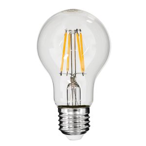 99006 Λάμπα LED Long Filament E27 A60 Γλόμπος 6W 600lm 360° AC 220-240V IP20 Φ6 x Υ10.5cm Θερμό Λευκό 2700K με Διάφανο Γυαλί – Dimmable – 3 Χρόνια Εγγύηση