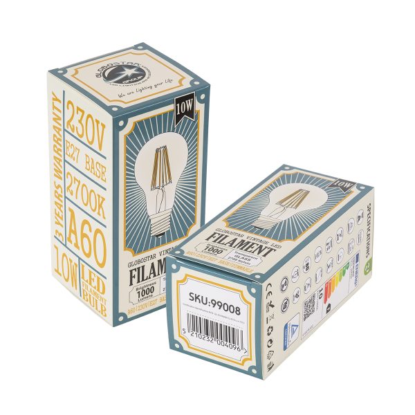 99008 Λάμπα LED Long Filament E27 A60 Γλόμπος 10W 1000lm 360° AC 220-240V IP20 Φ6 x Υ10.5cm Θερμό Λευκό 2700K με Διάφανο Γυαλί - Dimmable - 3 Years Warranty - Image 5