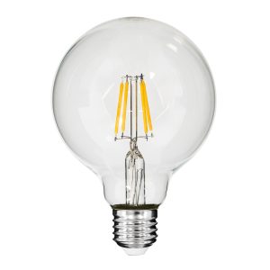 99009 Λάμπα LED Long Filament E27 G95 Γλόμπος 4W 400lm 360° AC 220-240V IP20 Φ9.5 x Υ13.5cm Θερμό Λευκό 2700K με Διάφανο Γυαλί – Dimmable – 3 Years Warranty