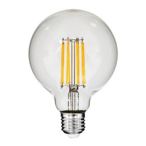99011 Λάμπα LED Long Filament E27 G95 Γλόμπος 12W 1200lm 360° AC 220-240V IP20 Φ9.5 x Υ13.5cm Θερμό Λευκό 2700K με Διάφανο Γυαλί – Dimmable – 3 Years Warranty