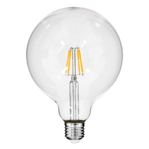 99012 Λάμπα LED Long Filament E27 G125 Γλόμπος 4W 400lm 360° AC 220-240V IP20 Φ12.5 x Υ18cm Θερμό Λευκό 2700K με Διάφανο Γυαλί – Dimmable – 3 Years Warranty