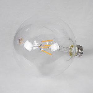 99012 Λάμπα LED Long Filament E27 G125 Γλόμπος 4W 400lm 360° AC 220-240V IP20 Φ12.5 x Υ18cm Θερμό Λευκό 2700K με Διάφανο Γυαλί – Dimmable – 3 Years Warranty