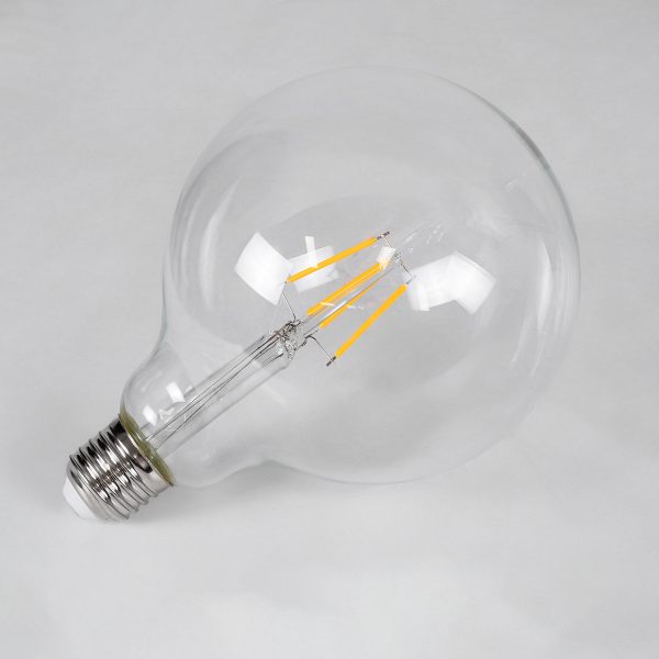 99012 Λάμπα LED Long Filament E27 G125 Γλόμπος 4W 400lm 360° AC 220-240V IP20 Φ12.5 x Υ18cm Θερμό Λευκό 2700K με Διάφανο Γυαλί - Dimmable - 3 Years Warranty - Image 3