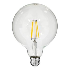 99013 Λάμπα LED Long Filament E27 G125 Γλόμπος 8W 800lm 360° AC 220-240V IP20 Φ12.5 x Υ18cm Θερμό Λευκό 2700K με Διάφανο Γυαλί – Dimmable – 3 Years Warranty