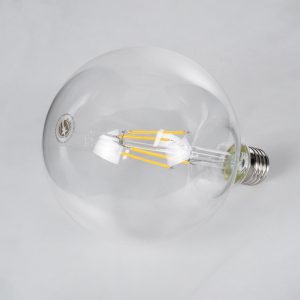 99013 Λάμπα LED Long Filament E27 G125 Γλόμπος 8W 800lm 360° AC 220-240V IP20 Φ12.5 x Υ18cm Θερμό Λευκό 2700K με Διάφανο Γυαλί – Dimmable – 3 Years Warranty