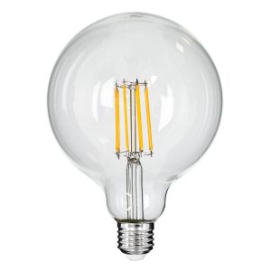 99014 Λάμπα LED Long Filament E27 G125 Γλόμπος 12W 1200lm 360° AC 220-240V IP20 Φ12.5 x Υ18cm Θερμό Λευκό 2700K με Διάφανο Γυαλί – Dimmable – 3 Years Warranty