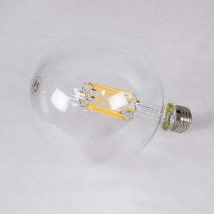 99014 Λάμπα LED Long Filament E27 G125 Γλόμπος 12W 1200lm 360° AC 220-240V IP20 Φ12.5 x Υ18cm Θερμό Λευκό 2700K με Διάφανο Γυαλί – Dimmable – 3 Years Warranty