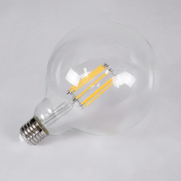 99014 Λάμπα LED Long Filament E27 G125 Γλόμπος 12W 1200lm 360° AC 220-240V IP20 Φ12.5 x Υ18cm Θερμό Λευκό 2700K με Διάφανο Γυαλί - Dimmable - 3 Years Warranty - Image 3
