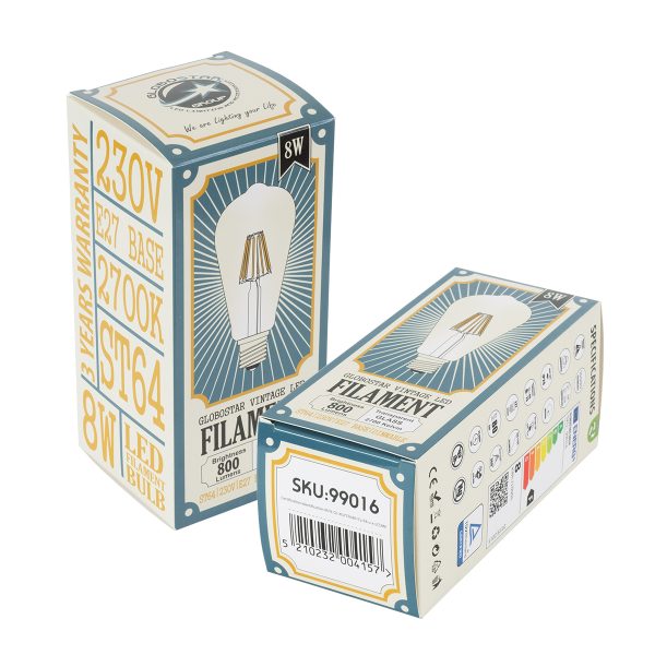 99016 Λάμπα LED Long Filament E27 ST64 Αχλάδι 8W 800lm 360° AC 220-240V IP20 Φ6.4 x Υ14cm Θερμό Λευκό 2700K με Διάφανο Γυαλί - Dimmable - 3 Years Warranty - Image 5