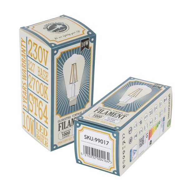 99017 Λάμπα LED Long Filament E27 ST64 Αχλάδι 10W 1000lm 360° AC 220-240V IP20 Φ6.4 x Υ14cm Θερμό Λευκό 2700K με Διάφανο Γυαλί - Dimmable - 3 Years Warranty - Image 5